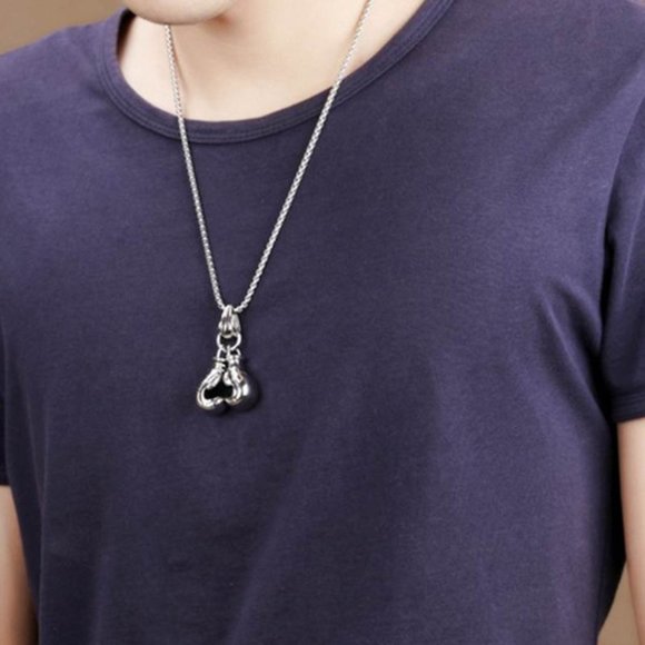 Silver Boxing Glove Necklace with 24"‎ Silver Chain - Picture 4 of 5
